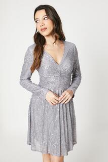 Мини-платье с пайетками спереди Oasis, серый