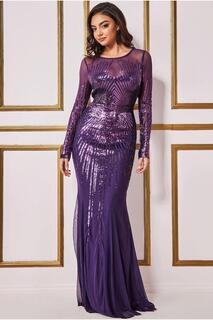 Платье макси с пайетками Shooting Star Goddiva, фиолетовый
