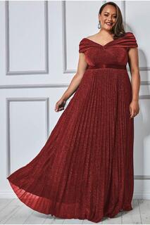 Платье макси с плиссированной юбкой Bardot Goddiva, красный