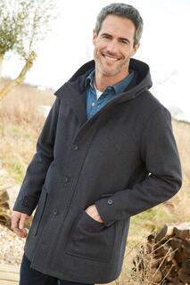 Шерстяное пальто с капюшоном Cotton Traders, серый