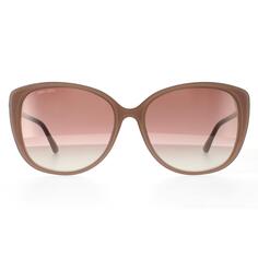 Коричневые зеркальные солнцезащитные очки телесного цвета с блестками «кошачий глаз» телесного цвета и градиентом Jimmy Choo, бежевый
