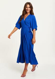 Королевское синее платье макси с запахом и рукавами-кимоно Liquorish, синий