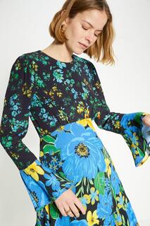 Мини-платье с ярким цветочным принтом и нашивками Oasis, мультиколор