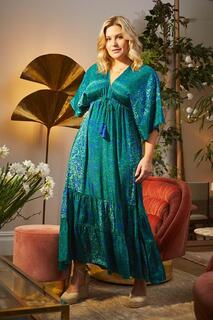 Платье макси с цветочным разрезом по бокам Izabel London, зеленый