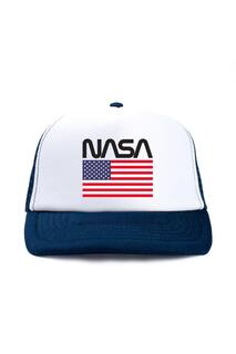 Звездно-полосатая кепка дальнобойщика с ненавистным логотипом в стиле ретро NASA, белый