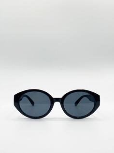 Ретро-солнцезащитные очки в пластиковой овальной оправе SVNX, черный