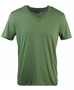 Зеленая футболка с V-образным вырезом Emporio Armani, зеленый