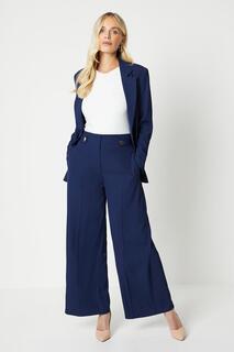 Широкие брюки с пуговицами Petite и широкими штанинами Wallis, темно-синий