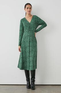 Зеленое абстрактное платье-миди Debenhams, зеленый