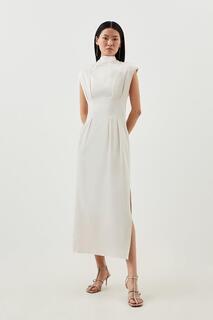 Платье мидакси из креповой ткани с атласной спинкой Karen Millen, белый