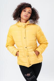 Короткое пуховое пальто с мехом Hype, желтый