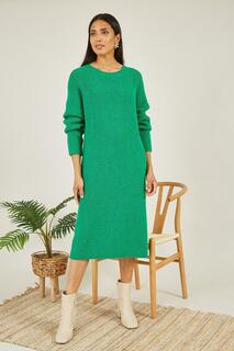 Зеленое вязаное платье-миди Yumi, зеленый