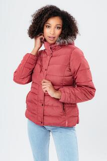 Короткое пуховое пальто с мехом Hype, розовый