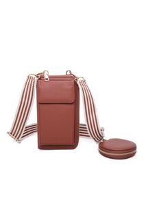 Мини-сумка-мессенджер Pyari из искусственной кожи с портмоне Fontanella Fashion, коричневый