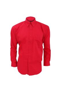 Корпоративная оксфордская рубашка с длинным рукавом Kustom Kit, красный