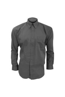Корпоративная оксфордская рубашка с длинным рукавом Kustom Kit, серый