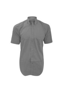Корпоративная оксфордская рубашка с коротким рукавом Kustom Kit, серебро