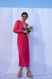Розовое платье макси со складками и присборенными деталями Wallis, розовый