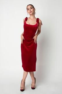 Корсетное бархатное платье DOUBLE SECOND, красный