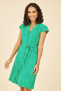 Зеленое платье-рубашка в стиле ретро с принтом ромашки Mela, зеленый