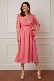 Платье мидакси с разрезными рукавами и запахом Wallis, розовый