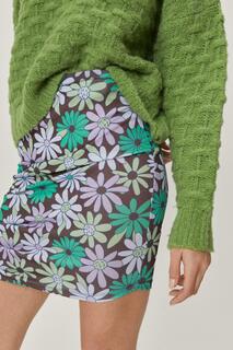 Мини-юбка с цветочным принтом и рюшами по бокам Nasty Gal, зеленый