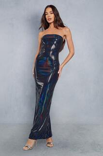 Платье мидакси с эффектом металлик-бандо MISSPAP, синий