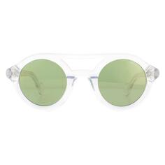 Зеленые зеркальные солнцезащитные очки с круглыми кристаллами Moncler, прозрачный