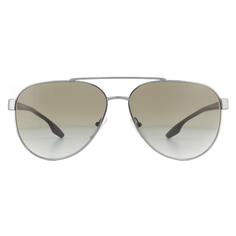 Зеленые солнцезащитные очки Aviator Gunmetal с градиентом Prada Sport, серый
