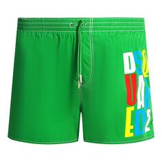 Зеленые шорты для плавания с разноцветным логотипом Dsquared2, зеленый