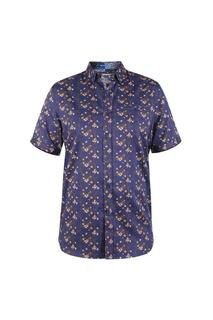 Kingston D555 Рубашка с короткими рукавами и цветочным принтом Duke Clothing, синий
