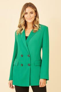 Зеленый непринужденный пиджак с леопардовой подкладкой Yumi, зеленый
