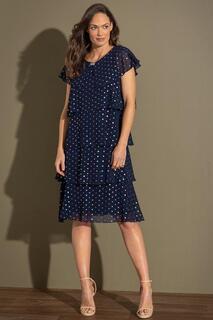 Многослойное платье с блестящим точечным принтом Klass., синий
