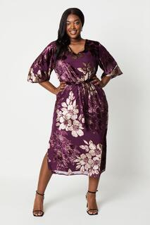 Платье миди Devore с поясом Wallis, фиолетовый