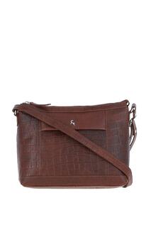 Роскошная сумка на плечо из натуральной кожи с принтом под крокодила Ashwood Leather, коричневый