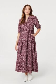 Многоуровневое платье макси с леопардовым принтом Izabel London, розовый