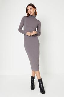 Платье миди Soft Touch с высоким воротником и длинными рукавами Oasis, серый