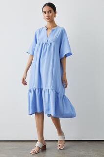 Синее многоярусное свободное платье-миди Debenhams, синий