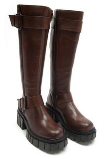 Кожаные байкерские ботинки Finchley с высоким ремешком и пряжкой на молнии Off the Hook, коричневый