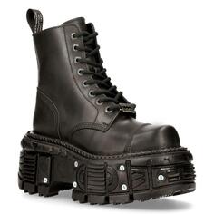 Кожаные армейские ботинки унисекс New Rock на платформе — TANK083-C1, черный