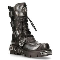 Кожаные байкерские ботинки New Rock Flame – 107-S2, черный