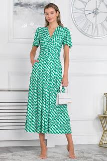 Трикотажное платье макси Halley с рукавами Angel Jolie Moi, зеленый