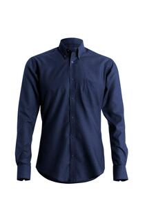 Оксфордская рабочая рубашка узкого кроя с длинными рукавами Kustom Kit, темно-синий