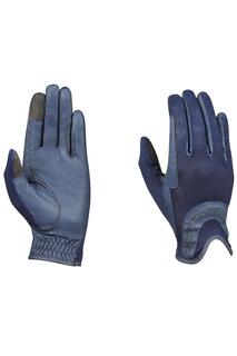 Блестящие перчатки для верховой езды из сетчатой ​​пальмовой кожи из козьей кожи Dublin, темно-синий