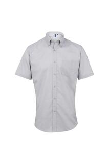 Оксфордская рабочая рубашка с короткими рукавами Signature Premier, серебро Premier.