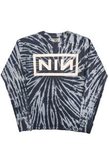 Хлопковая футболка с длинными рукавами и логотипом тай-дай Nine Inch Nails, синий