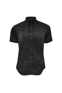 Оксфордская рубашка премиум-класса индивидуального кроя с короткими рукавами Kustom Kit, черный