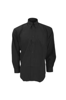 Оксфордская рубашка с длинным рукавом Kustom Kit, черный
