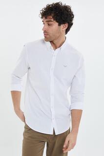 Оксфордская хлопковая рубашка «Маяк» с длинным рукавом Threadbare, белый