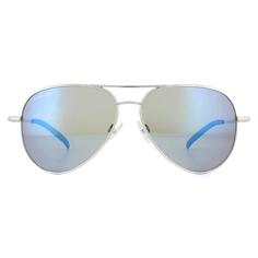 Синие солнцезащитные очки Aviator с блестящей серебряной и минеральной поляризацией, длина волны 555 нм Serengeti, серебро